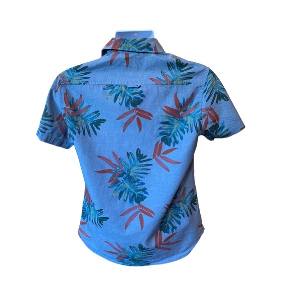 Demin and Flower Button Shirt Size Small Ricky Singh Slim Fit Cotton Blue EUC - Picture 2 of 10